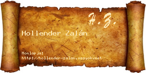 Hollender Zalán névjegykártya